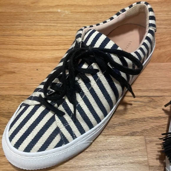 Designer Loeffler Randall Logan Striped Canvas Sneaker w/leather tassles - Picture 4 of 9